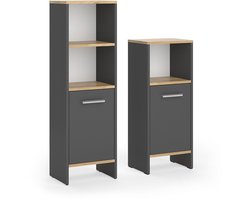 Vicco Badkamermeubelset Karli, Antraciet/Goudkleurig Eiken, 2-delig