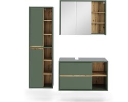Vicco Badkamermeubelset Viola, Groen/Artisanaal eiken, 3-delig
