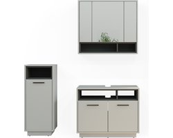 Vicco Beatrice Badkamermeubelset – 3 delen Grijs