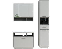 Vicco Beatrice Badkamermeubelset – 3 delen met hoge eenheid Grijs/antraciet