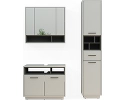 Vicco Beatrice Badkamermeubelset – 3 delen, met hoge unit Grijs