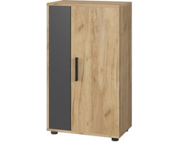 Vicco Berno Ladekast – 50.1 x 87.3 cm met 2 compartimenten Eik goud/antraciet