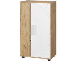 Vicco Berno Ladekast – 50.1 x 87.3 cm met 2 compartimenten Eik goud/wit