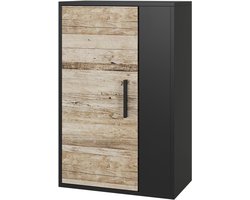 Vicco Berno Wandkast – 50.1 x 78.4 cm met 2 compartimenten Eik zwart/zand