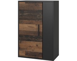 Vicco Berno Wandkast – 50.1 x 78.4 cm met 2 compartimenten Zwart/Aldstyle