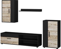 Vicco Berno Wandmeubel – 4-delige set Antraciet/beige