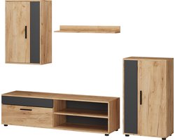 Vicco Berno Wandmeubel – set, 4 delen Krachtige eik goud