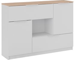 Vicco Betti Dressoir – 120 x 83.6 cm 2x deur, 2x lade en 1x open vak Wit/Sonoma