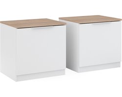 Vicco Betti Nachtkastje – Set van 2 Wit/Sonoma