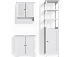 Vicco Bianco Badkamermeubel set – 3 delen, met hoge unit Wit