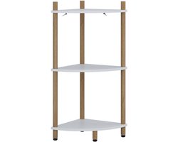 Vicco Bivio Hoekrek – 29 x 72 cm met 3 opbergvakken Wit/dennenhout