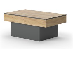 Vicco Boto Salontafel – 95 x 58 cm Uitschuifbaar Antraciet/gouden eik