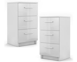 Vicco Boxspring nachtkastje – Set van 2 Wit Hoogglans