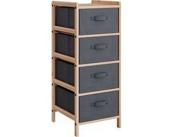 Vicco Bruno Badkamermeubel – 34.5 x 86 cm met 4 stoffen lades Grijs