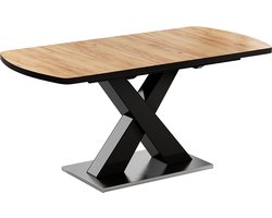 Vicco Chinto Eetkamertafel – 120 x 80 cm Uitschuifbaar Zwart/eiken rustiek