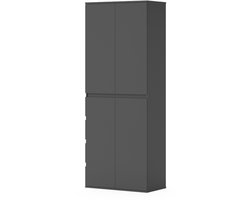 Vicco Claus Kledingkast – 74 x 191.5 cm met 4 deuren Antraciet