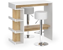 Vicco Dana Bartafel set – 108 x 50 cm met 2 barkrukken Eik wit/goud