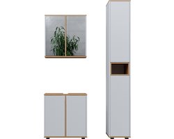 Vicco Didi Badkamermeubelset – 3 delen met hoge eenheid Wit/Kunstnijverheid