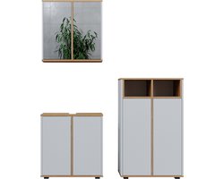 Vicco Didi Badkamermeubelset – 3 delen, midi-eenheid met 2 deuren Wit/Kunstnijverheid