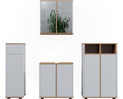 Vicco Didi Badkamermeubelset – 4 delen met twee midikasten Wit/Kunstnijverheid