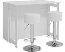 Vicco Dominic Bartafel set – 116 x 37 cm met 2 barkrukken Wit