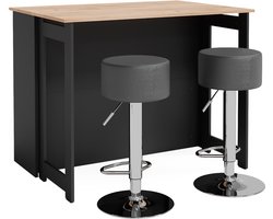 Vicco Dominic Bartafelset – 116 x 37 cm met 2 barkrukken Eik goud/antraciet