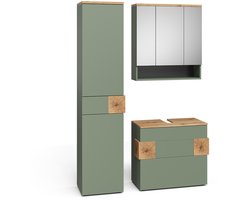 Vicco Eden Badkamermeubelset – 3 delen Groen/Kunstzinnig
