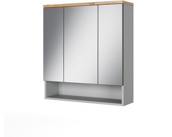 Vicco Eden Badkamerspiegelkast – 70 x 77.5 cm met 3 spiegeldeuren Grijs/Kunstnijverheid
