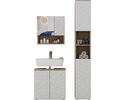 Vicco Edge Badkamermeubelset – 3 delen, met hoge unit Wit