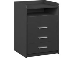Vicco Edis Nachtkastje – 45 x 64 cm met 3 laden Antraciet