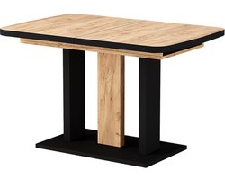 Vicco Eettafel Fenaro, Zwart/Eiken, 120-160 x 80 cm 2 delen