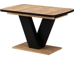 Vicco Eettafel Fenaro, Zwart/Eiken, 120-160 x 80 cm uitschuifbaar
