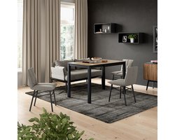 Vicco Eettafel Granny, Eiken rustiek/Antraciet, 80-120 x 70 cm Uitschuifbaar