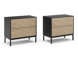 Vicco Eliza Nachtkastje – Set van 2 Eik goud/antraciet