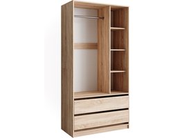 Vicco Elmo Garderobekast – 100 x 200 cm met 2 laden Sonoma