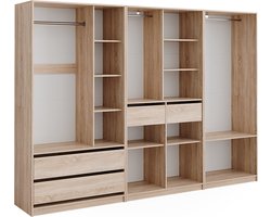 Vicco Elmo Garderobekast – 100 x 200 cm Set van 3 Sonoma