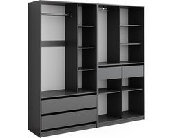 Vicco Elmo Garderobekast – 200 x 200 cm Set van 2 Antraciet