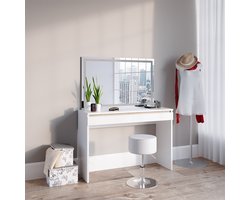 Vicco Emma Kaptafel – 120 cm met LED-spiegel en krukje Wit