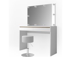 Vicco Emma Kaptafel set met kruk – 120 cm met LED-verlichting en kruk Wit