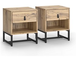 Vicco Ezra Nachtkastje – Set van 2 Eiken