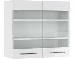 Vicco Fame-Line Glazen keukenkast – 80 cm Wit Hoogglans