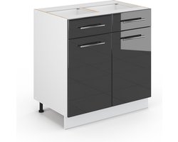 Vicco Fame-Line Keukenonderkast – 80 cm met lade, zonder werkblad Antraciet Hoogglans