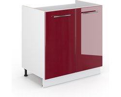 Vicco Fame-Line Wastafelonderkast – 80 x 82 cm zonder werkblad Bordeauxrode hoogglans