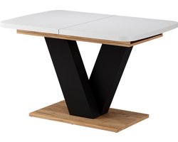 Vicco Fenaro Eettafel – 120 x 80 cm uitschuifbaar Eik wit/goud