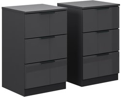 Vicco Fino Nachtkastje – met laden Zwart hoogglans