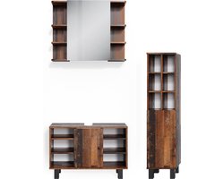 Vicco Fynn Badkamermeubel set – 3 delen, met onderkast 80 cm Eiken rustiek