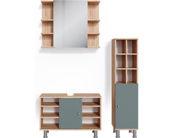 Vicco Fynn Badkamermeubel set – 3 delen, met onderkast 80 cm Groen
