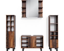 Vicco Fynn Badkamermeubel set – 4 delen, met hoge kast Eiken rustiek