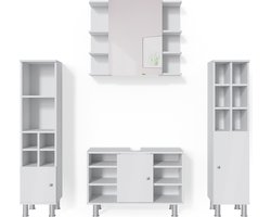 Vicco Fynn Badkamermeubel set – 4 delen, met hoge kast Wit
