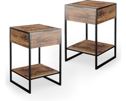 Vicco Fyrk Boxspring nachtkastje – Set van 2 Antiek hout